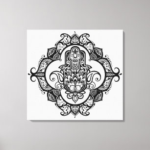 Hamsa mit ethnischen Ornamenten Doodle 6 Leinwanddruck
