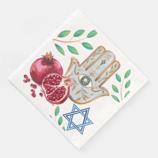 Hamsa Pomegranate Star der Jüdischen Feier von Dav Serviette (Ecke)