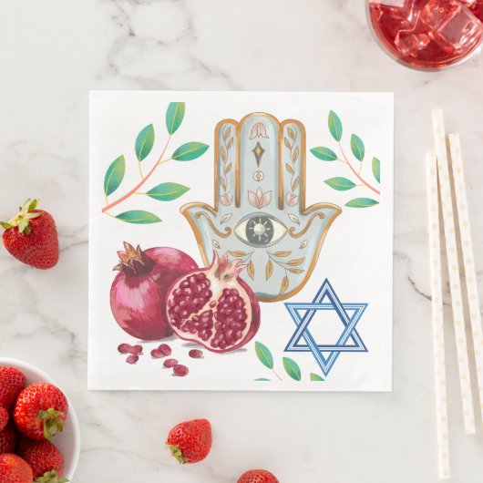 Hamsa Pomegranate Star der Jüdischen Feier von Dav Serviette (Beispiel)