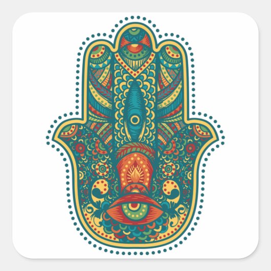 Hamsa Quadratischer Aufkleber (Vorderseite)