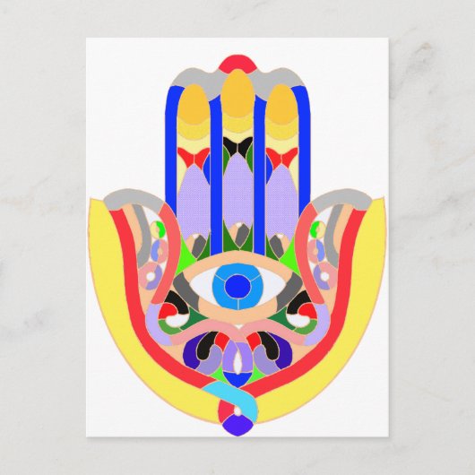 Hamsa - sehr bunt postkarte (Vorderseite)