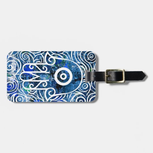 Hamsa Swirls Gepäckanhänger (Vorderseite horizontal)