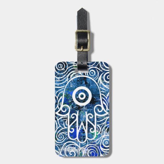 Hamsa Swirls Gepäckanhänger (Vorderseite vertikal)