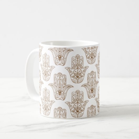 Hamsa Symbol Pattern Kaffeetasse (Vorderseite Links)
