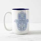 Hamsa Tasse - Blau & Weiß - Judaika Geschenke (Links)