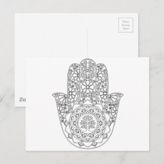 Hamsa Tree of Life Postkarte (Vorne/Hinten)