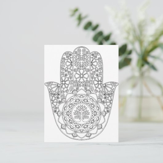 Hamsa Tree of Life Postkarte (Stehend Vorderseite)