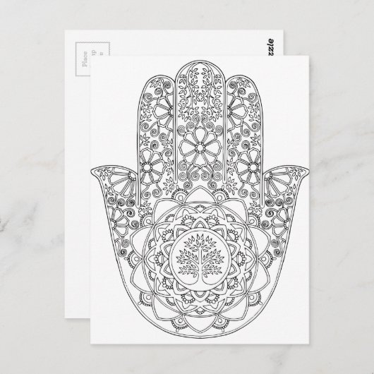 Hamsa Tree of Life Postkarte (Vorne/Hinten)