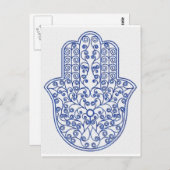 hamsa*tunis*morocco*henna*blau postkarte (Vorne/Hinten)