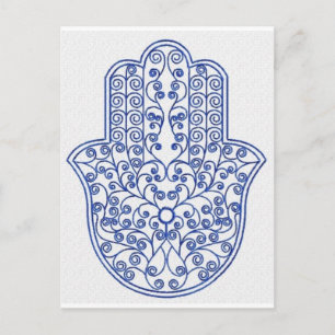 hamsa*tunis*morocco*henna*blau postkarte