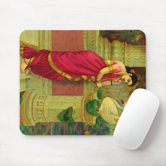 Hamsa und Damayanti von Raja Ravi Varma Mousepad (Mit Mouse)