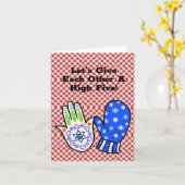 Hamsa und Mitten Funny Chrismukkah Grußkarte Karte (Gelbe Blume)