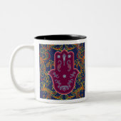 Hamsa und Star of David 2 mystische jüdische Symbo Zweifarbige Tasse (Links)