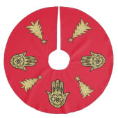 Hamsa und Weihnachtsbaumrock Polyester Weihnachtsbaumdecke (Vorderseite)