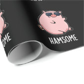 Hamsome Funny Pig Pun Dark BG Geschenkpapier (Rolleneckpunkt)