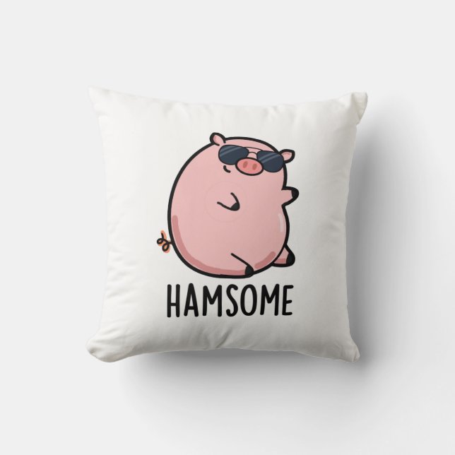 Hamsome Funny Pig Pun Kissen (Vorderseite)