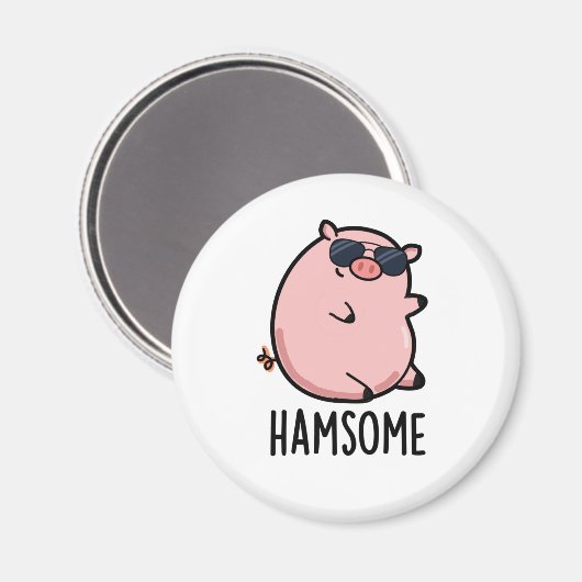 Hamsome Funny Pig Pun Magnet (Vorderseite/Rückseite)