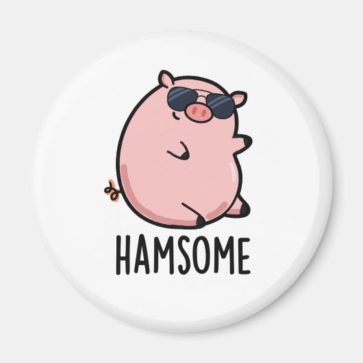 Hamsome Funny Pig Pun Magnet (Vorne)
