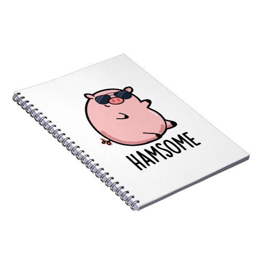 Hamsome Funny Pig Pun Notizblock (Rechte Seite)