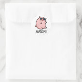 Hamsome Funny Pig Pun Runder Aufkleber (Tasche)
