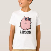 Hamsome Funny Pig Pun T-Shirt (Vorderseite)