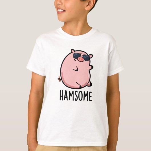 Hamsome Funny Pig Pun T-Shirt (Vorderseite)