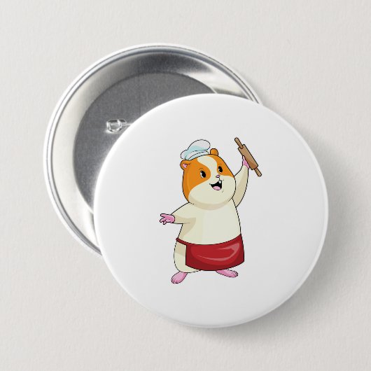 Hamster als Baker mit rollendem Button (Vorne & Hinten)