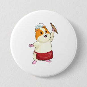 Hamster als Baker mit rollendem Button