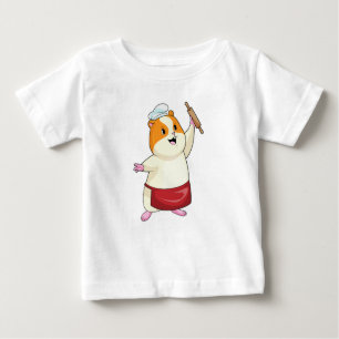 Hamster als Baker mit rollendem Button Baby T-shirt
