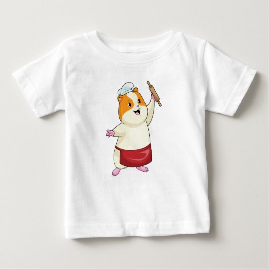 Hamster als Baker mit rollendem Button Baby T-shirt (Vorderseite)