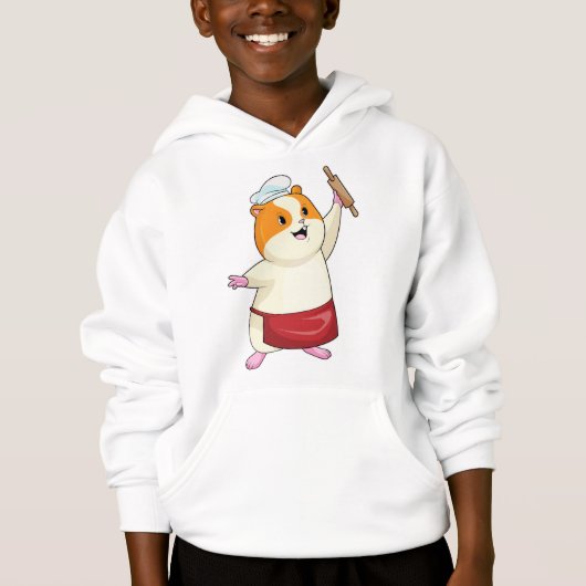 Hamster als Baker mit rollendem Button Hoodie (Vorderseite)