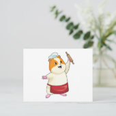 Hamster als Baker mit rollendem Button Postkarte (Stehend Vorderseite)