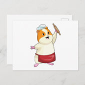 Hamster als Baker mit rollendem Button Postkarte (Vorne/Hinten)