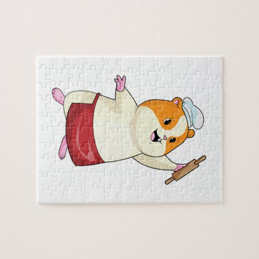 Hamster als Baker mit rollendem Button Puzzle (Horizontal)