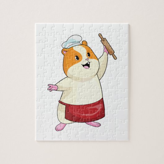 Hamster als Baker mit rollendem Button Puzzle (Vertikal)