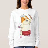 Hamster als Baker mit rollendem Button Sweatshirt (Vorderseite)