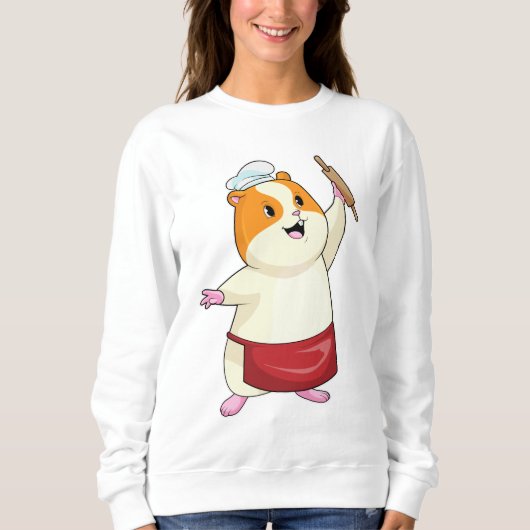 Hamster als Baker mit rollendem Button Sweatshirt (Vorderseite)