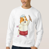 Hamster als Baker mit rollendem Button Sweatshirt (Vorderseite)