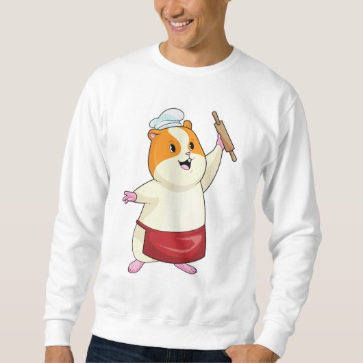 Hamster als Baker mit rollendem Button Sweatshirt (Vorderseite)