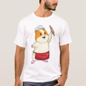 Hamster als Baker mit rollendem Button T-Shirt (Vorderseite)