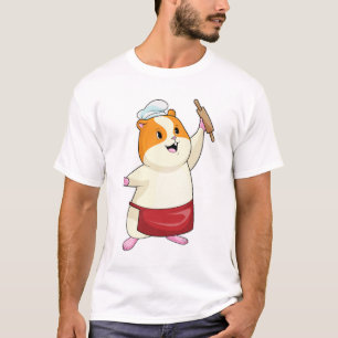 Hamster als Baker mit rollendem Button T-Shirt