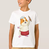 Hamster als Baker mit rollendem Button T-Shirt (Vorderseite)
