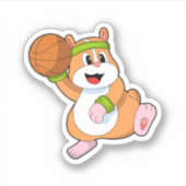 Hamster als Basketballspieler mit Basketball Aufkleber (Vorderseite)