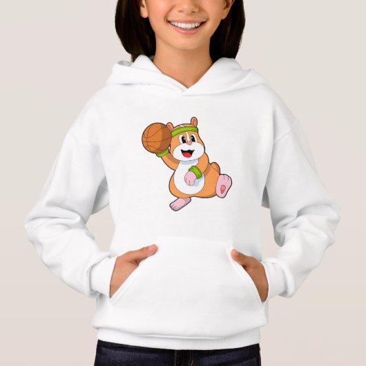 Hamster als Basketballspieler mit Basketball Hoodie (Vorderseite)