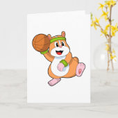 Hamster als Basketballspieler mit Basketball Karte (Gelbe Blume)