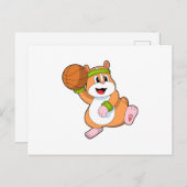 Hamster als Basketballspieler mit Basketball Postkarte (Vorne/Hinten)