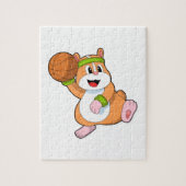 Hamster als Basketballspieler mit Basketball Puzzle (Vertikal)