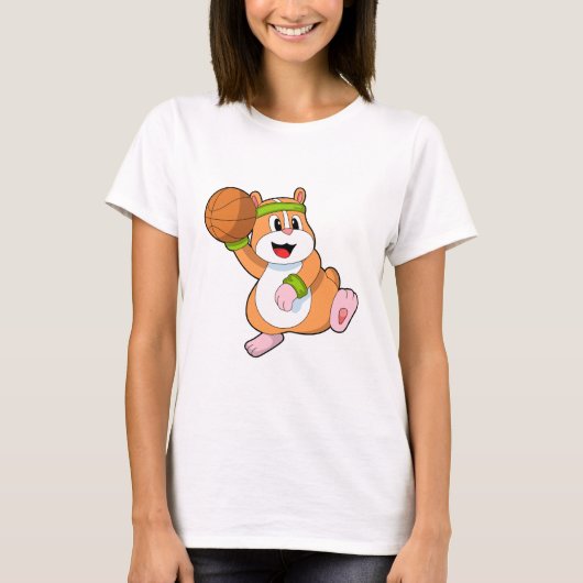 Hamster als Basketballspieler mit Basketball T-Shirt (Vorderseite)