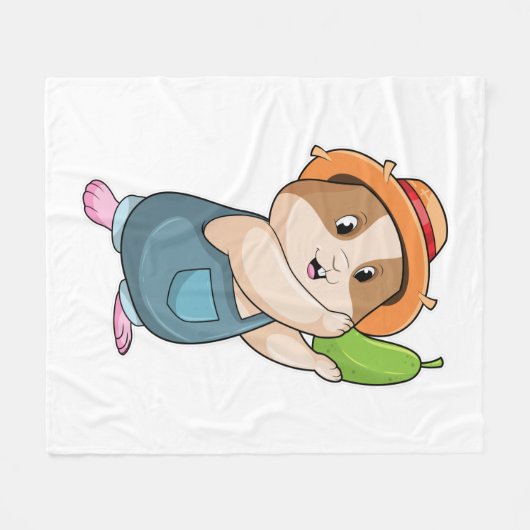 Hamster als Bauer mit Zucchini Fleecedecke (Vorderseite (Horizontal))