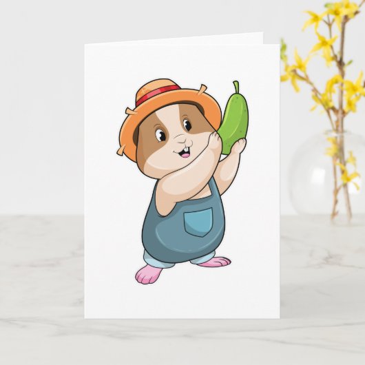Hamster als Bauer mit Zucchini Karte (Gelbe Blume)